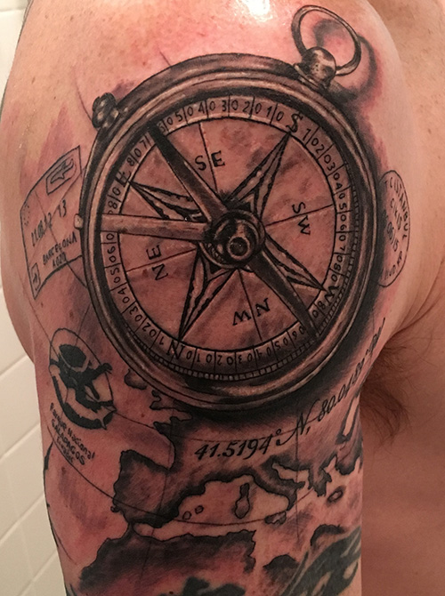 compass tattoo | Portfolio Tags | Jason Barletta – NYC Tattoo Artist